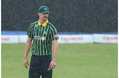 Blair Tickner of Central Stags in the field as it rains during the ExxonMobil Guyana Global Super League T20 match between Rangpur Riders v Central Stags at Providence Stadium on July 17, 2025 in Georgetown, Guyana. (Photo by Ashley Allen - GSLT20/Global Super League via Getty Images)