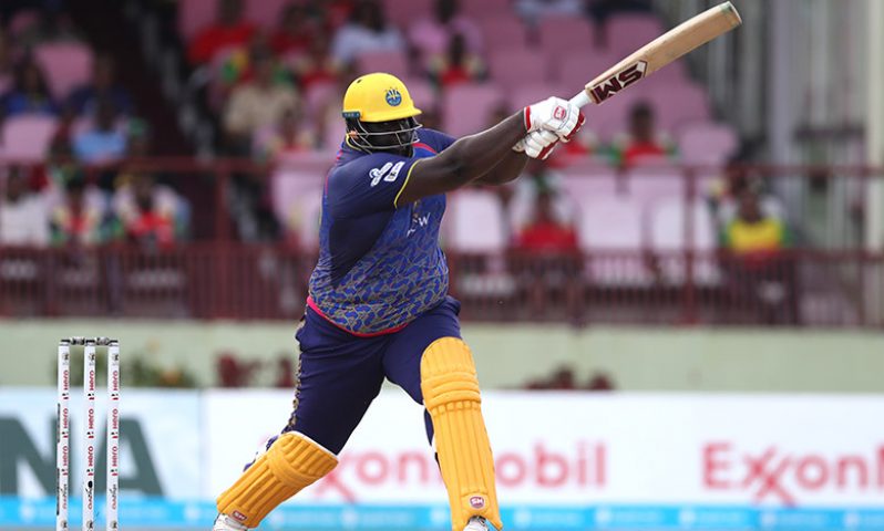 Rahkeem Cornwall blasted 11 sixes in his innings of 91 (CPL/Getty Images)
