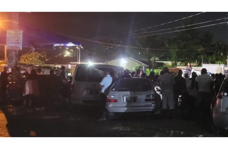 Members of APNU on Sunday evening addressed a small gathering of persons at East Ruimveldt