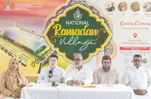 Various representatives from the organisations collaborating on the National Ramadan Village 2025 during a press conference on Wednesday (Delano Williams photo)