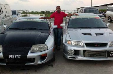 Anand Ramchand and two of his four cars that will be on show, at the GMR&SC International Drag Race on Sunday.