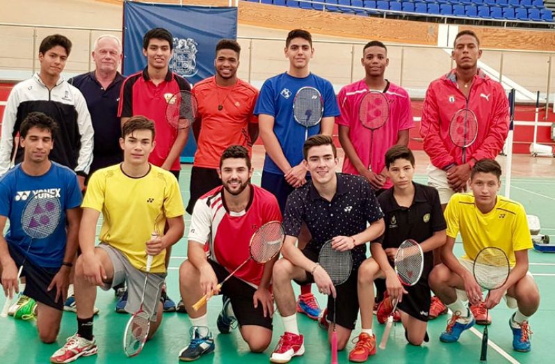 Narayan Ramdhani (standing third left), with some of the male participants in Mexico.