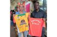 Managing Director of Trophy Stall, Ramesh Sunich (left), and Samuel Kingston display the Trophy Stall Lions uniforms