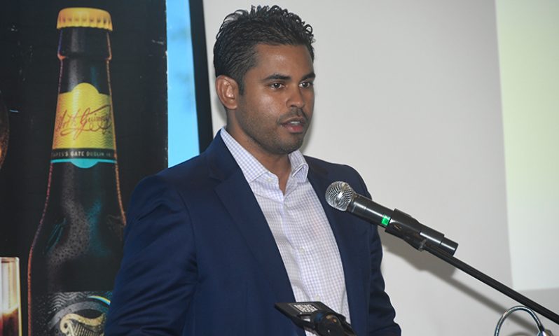 Minister of Culture, Youth and Sport Charles Ramson Jnr. delivering the feature address at last Sunday’s launch.