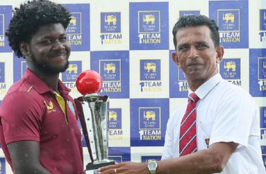 Jordan Johnson was named Player of the Series for his scores of 149, 52 and 157 not out against Sri Lanka U19s. He received his trophy from match referee Ranjith Priyantha
