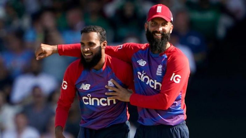 Adil Rashid (left) took career-best figures of 4-43.