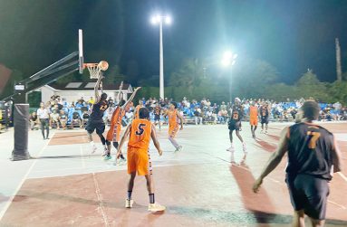 Ravens’ Shemar Huntley going for a lay-up