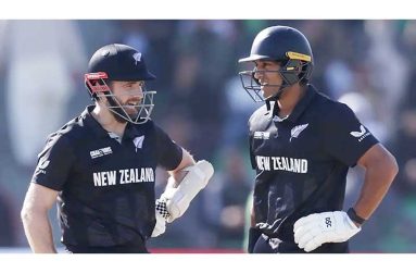 Kane Williamson and Rachin Ravindra put on 164, the highest partnership for New Zealand in the Champions Trophy • (ICC/Getty Images)