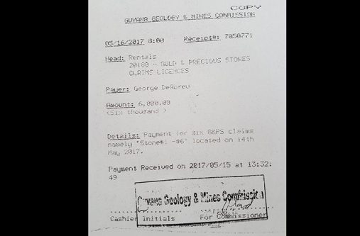 One of the claim receipts of George De Abreu