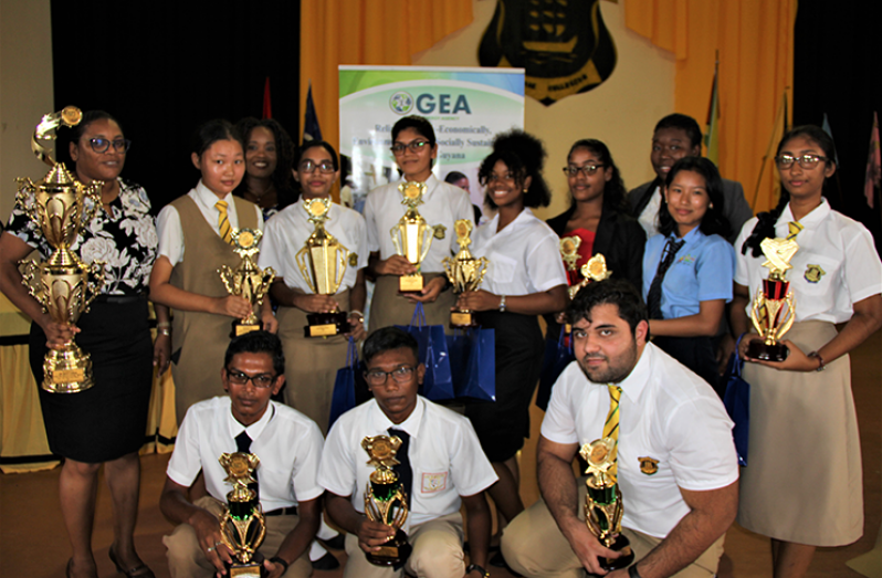 Students who received trophies in GEA’s art competition.