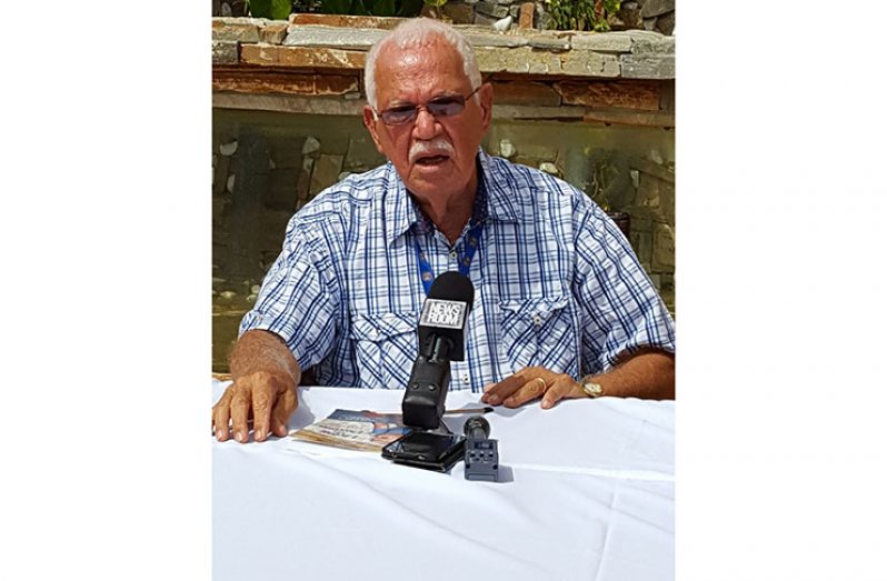 Joseph ‘Reds’ Perreira announces his retirement yesterday at the Tower Hotel poolside, bringing an end to almost 48 years as one of the most recognised voices in cricket broadcasting.