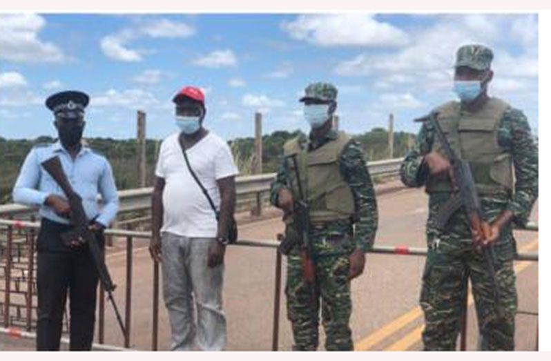 Region Nine security: Officers who are now monitoring the Takutu Bridge in Region Nine (Upper Takutu-Upper Essequibo)