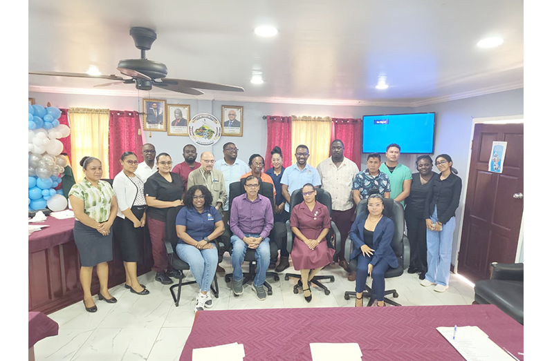 Director General of the Ministry of Health Dr Vishwa Mahadeo and the health sector leadership team of Region One
