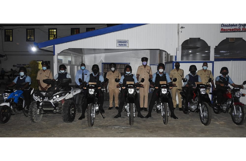 The police ranks with their motorcycles at the Lenora Police Station