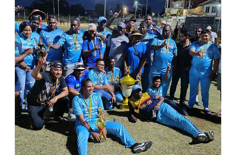 The Regional Division No. 3 Police claimed the West Demerara Cricket Association’s T20 title on Sunday after defeating West Meten-Meer-Zorg Cricket Club by five wickets