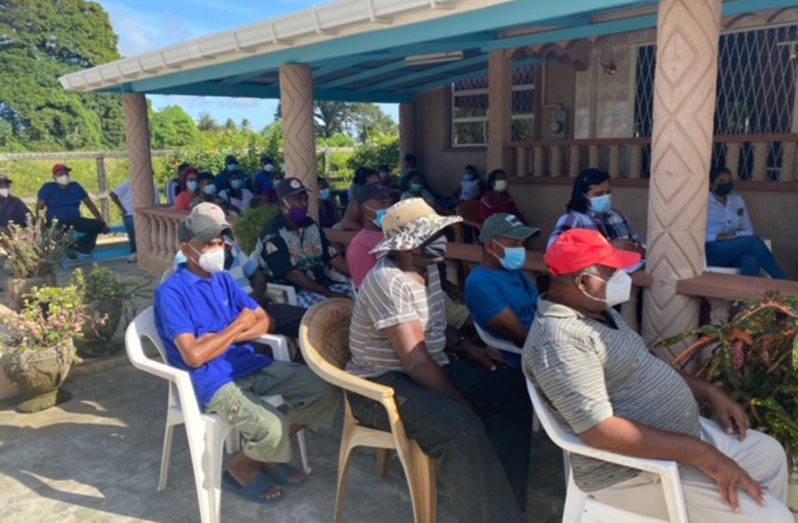 Residents at the meeting held by Minister of Local Government and Regional Development, Nigel Dharamlall, at Queenstown, Region Two