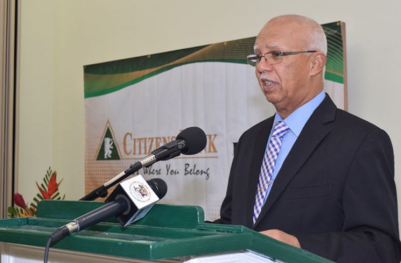 Chairman of Citizens Bank’s Board of Directors, Clifford Reis addressing shareholders at the company’s 22nd AGM on Tuesday