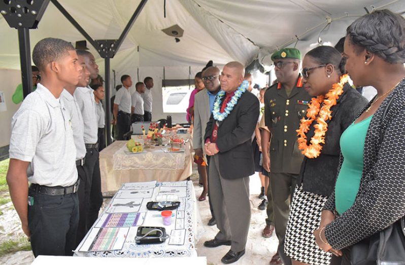 Social Cohesion Minister Dr. George Norton joined Education Minister Nicolette Henry and Chief of Staff of the GDF Brigadier Patrick West at a booth which displayed the importance and use of medical equipment.