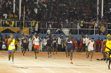Action in the Boys’ Open 4x100m Relay