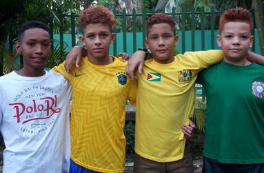 The Boys’ 11-12 400m relay team claimed silver yesterday.  Noel Raekwon (left) has so far won four medals, including one gold.
