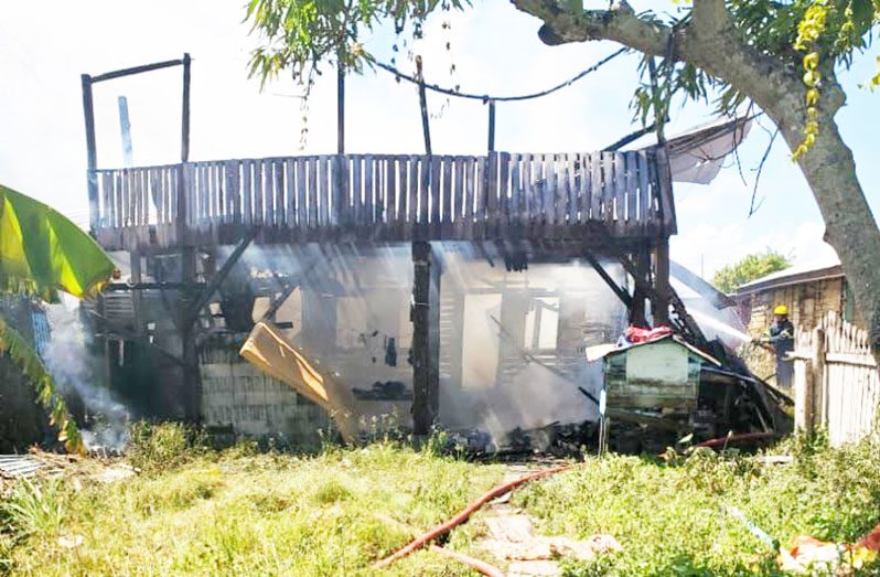 The remains of the house following the fire