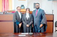 Rennata Nickram (centre) flanked by Justice Fidela Corbin-Lincoln and Attorney-at-Law Sase Gunraj of Gunraj & Co