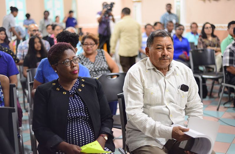 Vice-President and Minister of Indigenous Peoples’ Affairs, Sydney Allicock was among the officials who witnessed the launch of the Region Seven Land Tenure Report 
(Photos by Samuel Maughn )