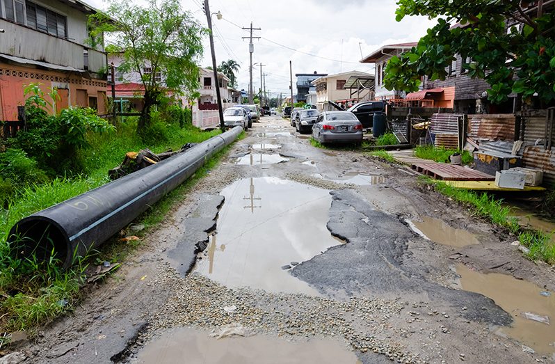The large potholes along the Northern Section of Republic Street, Newtown (Delano Williams)