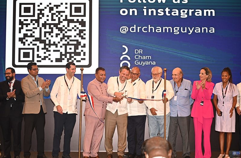 The ribbon was cut on Tuesday to signify the official launch of the Dominican Republic Chamber of Commerce at the Guyana Energy Conference and Supply Chain Expo (Delano Williams photo)