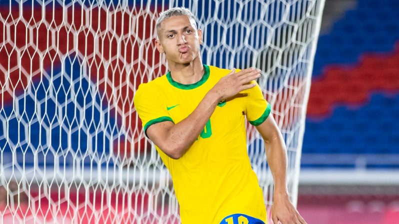 Brazil striker Richarlison scored thr first hat-trick of the men’s tournament.