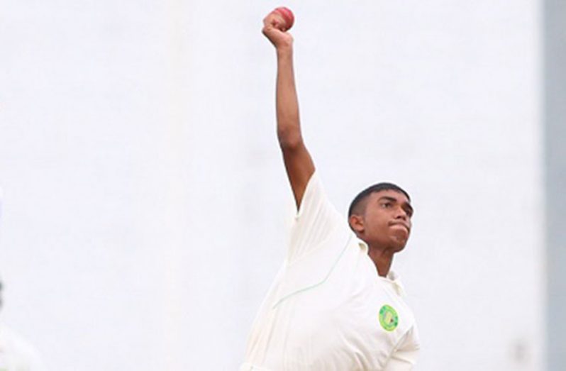 Guyana Under-19 off-spinner Richie Looknauth.grabbed five for 18