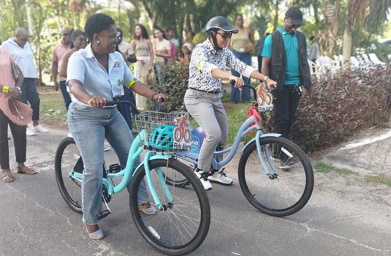 Minister of Tourism, Industry and Commerce, Susan Rodrigues with Ride Along GY’s CEO, Cherry-Ann Greene. Minister Rodrigues says that the CEO’s dedication is a perfect example of how individual creativity and perseverance can add significant value to Guyana’s growing tourism landscape, noting that over the years, the company has consistently demonstrated innovation