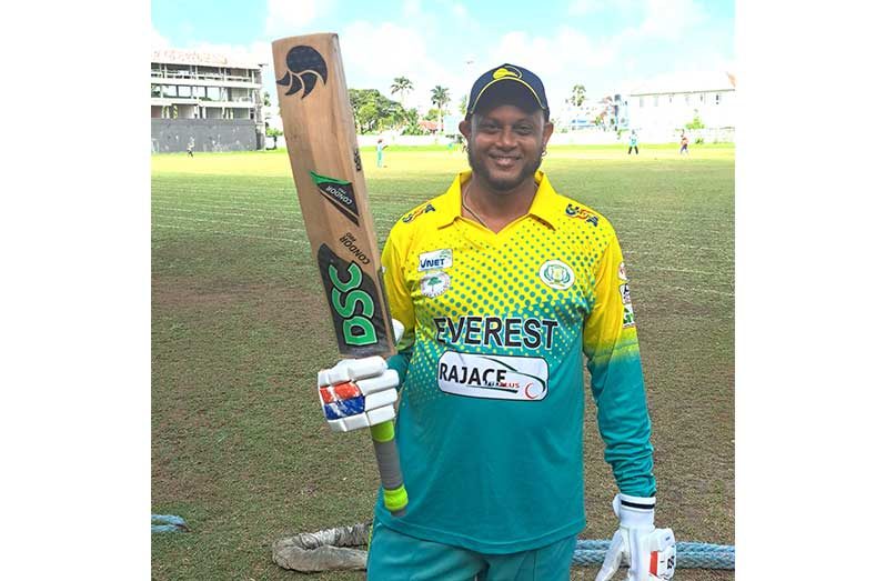 Rishi Hiralall turned back the clock with a well-played half-century to help Everest to victory yesterday at Bourda (Sean Devers photo)