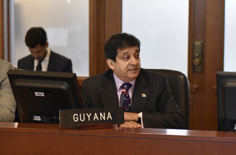 Guyana’s Permanent Representative to the OAS, Ambassador Riyad Insanally (Ministry of Foreign Affairs photo)