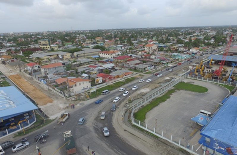 An overhead view of a section of the Mandela Road