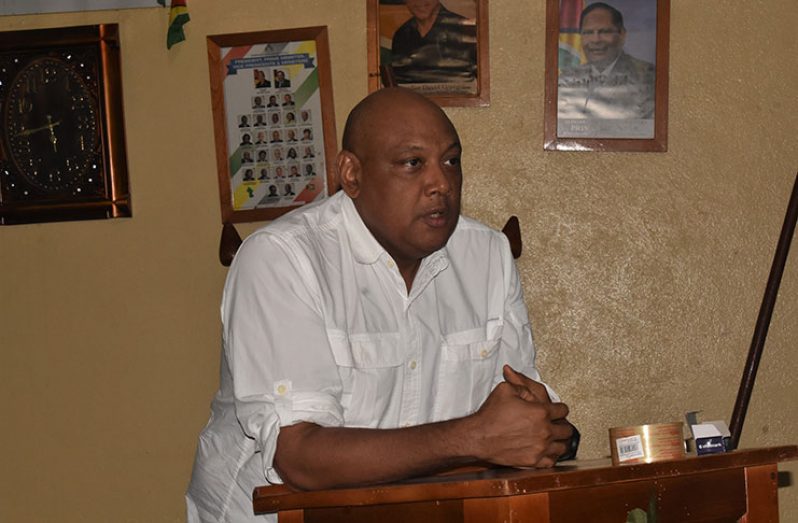 Minister of Natural Resources, Raphael Trotman, as he addressed the gathering