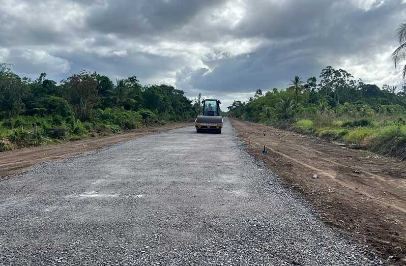 Ongoing works aimed at enhancing the road's condition and infrastructure in East Bank Berbice