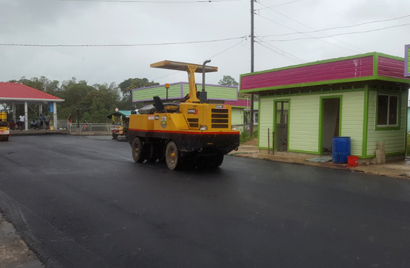 An upgraded road which is part of the Supenaam Development Project