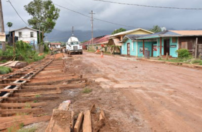 One of the roads in bad shape at Ituni that residents have been calling on the authorities to fix