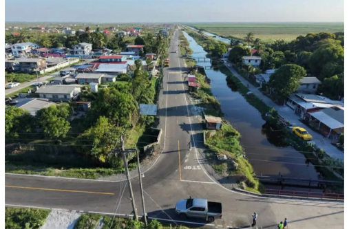 An aerial view of the upgraded roadway between Leonora and Stewartville