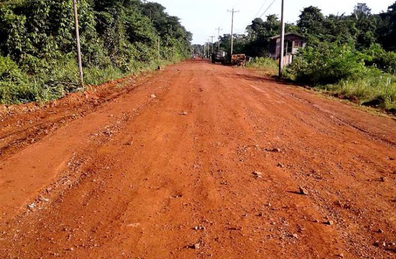 The “airstrip” road which is being rehabilitated at Port Kaituma