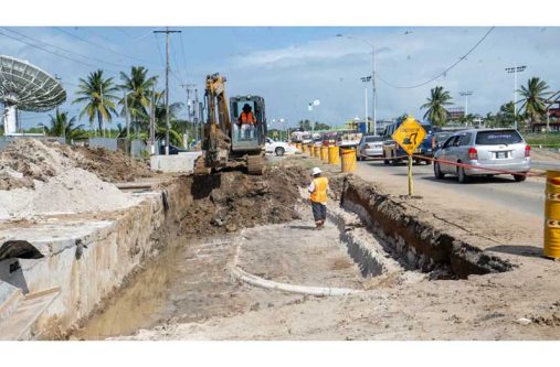 Ongoing works on the Carifesta Avenue road-widening project