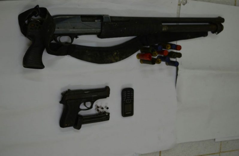Arms and ammunition which police seized  following the robbery.