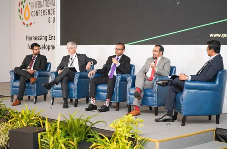 Foreign Secretary Robert Persaud and other panellists during the break-out session at the International Energy Conference, on Tuesday