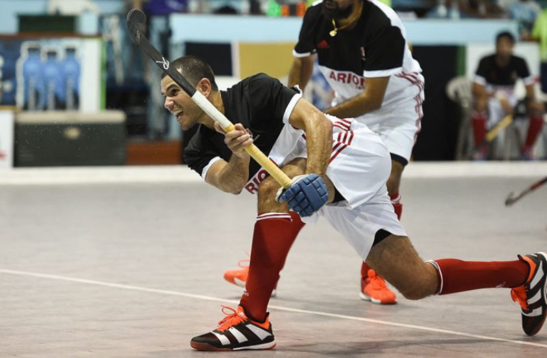 Guyana-born Jonathan Roberts was a constant thorn in Guyana’s side as the Canadians took bronze with a 5-2 win at the Cliff Anderson Sports hall (PAHF Photo).