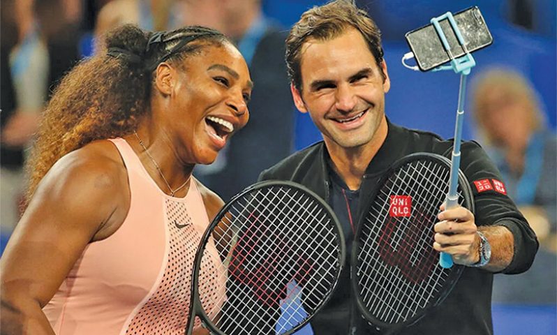 Forty-three Grand Slam singles titles between them: Serena Williams (left) and Roger Federer