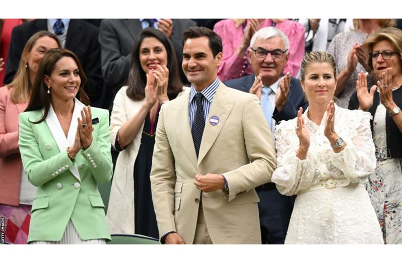 Roger Federer with his wife Mirka and the Princess of Wales