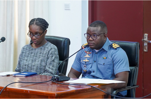 Lieutenant (Coast Guard) of the Guyana Defence Force (GDF) Rolwyn Heywood (right)