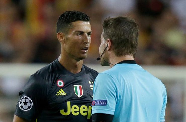 Cristiano Ronaldo spoke to the referee after being shown a red card. (Image: Getty Images Europe)