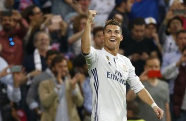 Real Madrid's Cristiano Ronaldo celebrates scoring their third goal. (Action Images via Reuters/Paul Hanna Livepic)